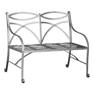 English Garden Seat or Bench of Painted Metal in the Regency Style For Sale