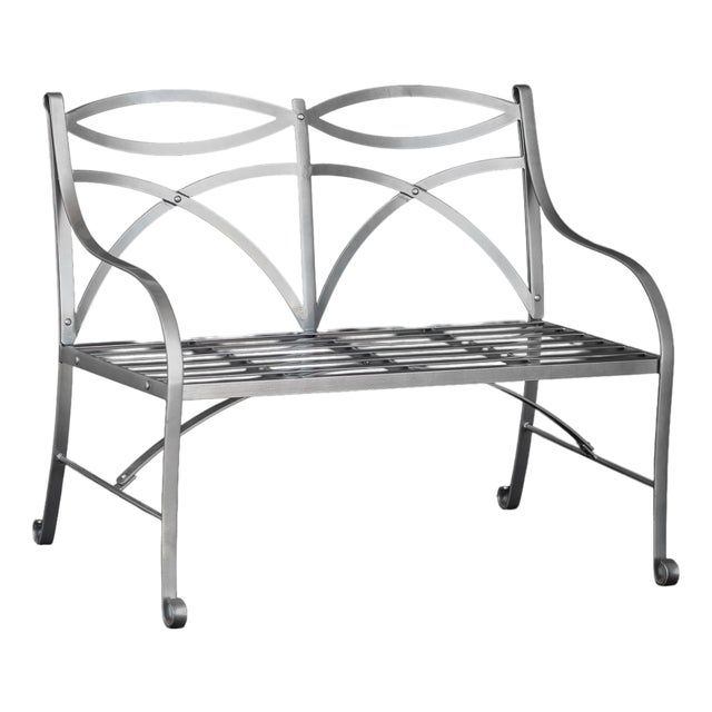 English Garden Seat or Bench of Painted Metal in the Regency Style For Sale