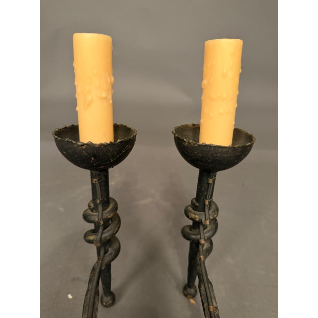 1890s French Wrought Iron Wall Sconces - Pair For Sale - Image 13 of 13