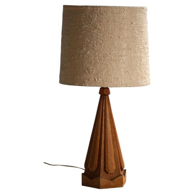 Scandinavian Modern Sculptural Hand-Carved Wooden Table Lamp, Denmark, 1970s For Sale - Image 13 of 13