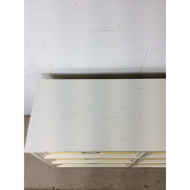 Mid-Century Modern Mid Century Space Age Style Lowboy Dresser With Mounted Mirror & Yellow Drawer Faces For Sale - Image 3 of 18