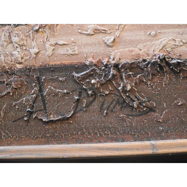 Tan Vintage Signed a Dumas Large African or Western Native Theme Oil Painting For Sale - Image 8 of 11