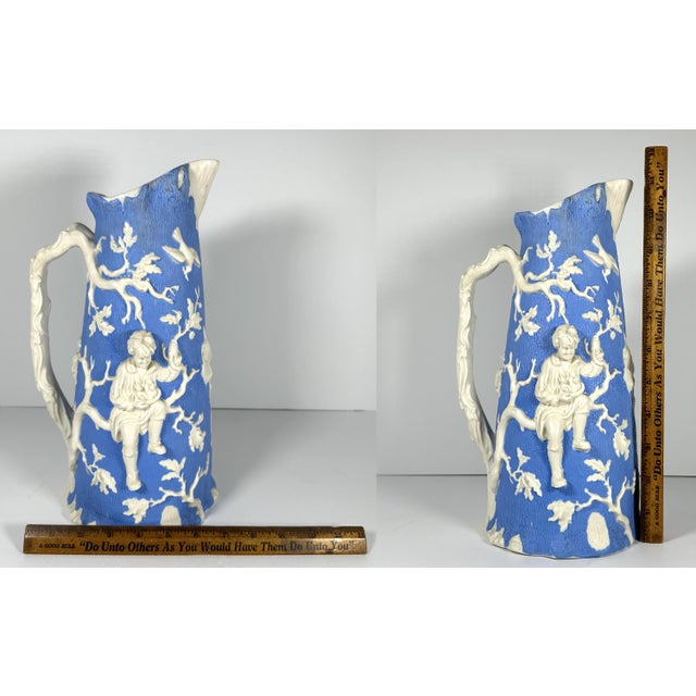 Antique Parian Pitcher: Relief-Moulded Boy Climbing Tree, T.J. & J. Mayer c. 1850 For Sale - Image 10 of 10