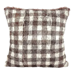 Dyed Check Buffalo Plaid Natural Fur Pillow