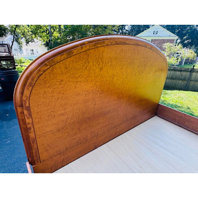 Brown Vintage 1980s Custom Birdseye Maple King Size Bed For Sale - Image 8 of 12