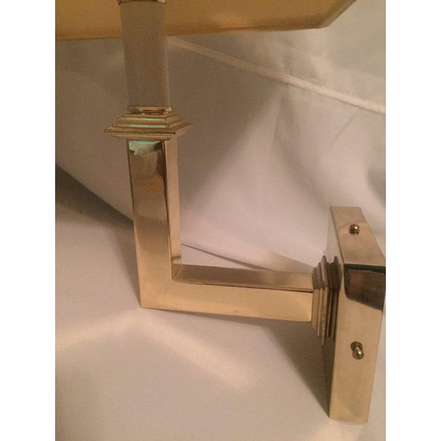 1970s Vintage Modern Square Arm Wall Lamps Heavy Brass in the Style of Karl Springer - a Pair For Sale - Image 5 of 12
