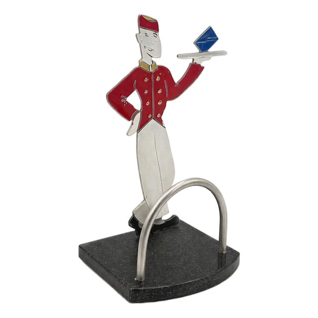 Vintage Sudre Metal Waiter Bell Hop Desk Table Letter Mail Holder For Sale