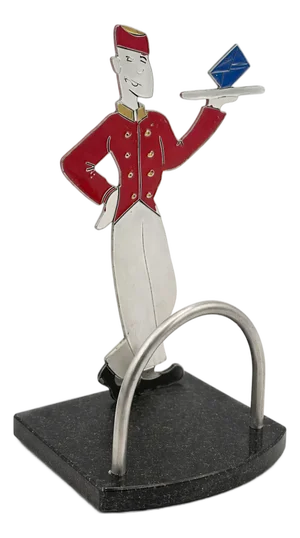 Vintage Sudre Metal Waiter Bell Hop Desk Table Letter Mail Holder