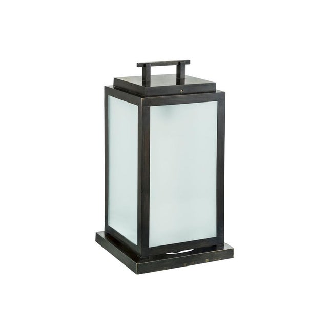 Contemporary Outdoor Eden Lantern in Black Wax Brass with Satin Glass by Il Bronzetto For Sale - Image 3 of 3