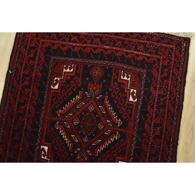 Baloch Runner 1’10” X 9’5” Blue Wool Vintage Tribal Hand-Knotted Rug For Sale In Philadelphia - Image 6 of 12