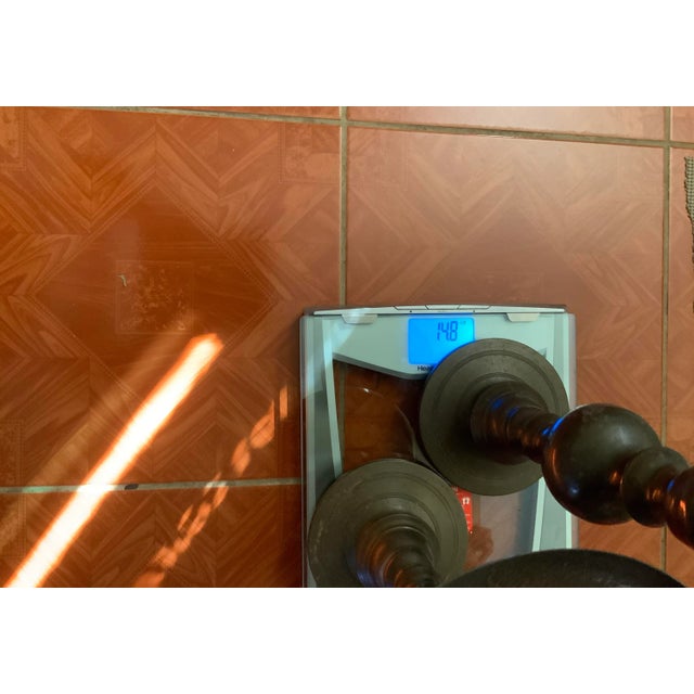 Vintage 1970 Floral Engraved Brass Altar/Pillar Candlestick Holders- a Pair For Sale - Image 12 of 12