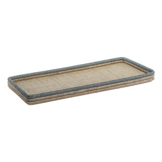 La Cote Coiled Rattan & Abaca Rectangular Serving Tray For Sale