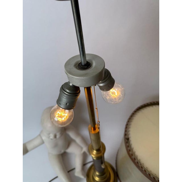 Large Hollywood Regency Leather and Brass Table Lamp, 1960s For Sale - Image 4 of 18