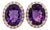 5ct Oval Amethyst Diamond Stud Earrings: Solid 14k Gold, Oval 10x8mm, Pair For Sale
