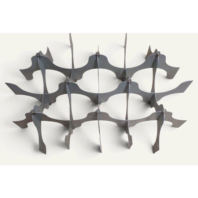 1980s Minimalist Sculptural Coffee Table in Metal and Glass, 1980s For Sale - Image 5 of 18