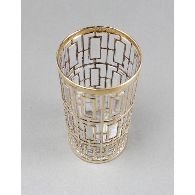 Vintage Imperial Glass Shoji Trellis 22k Gold Highball Glasses Tumblers- Set of 4 For Sale - Image 4 of 7