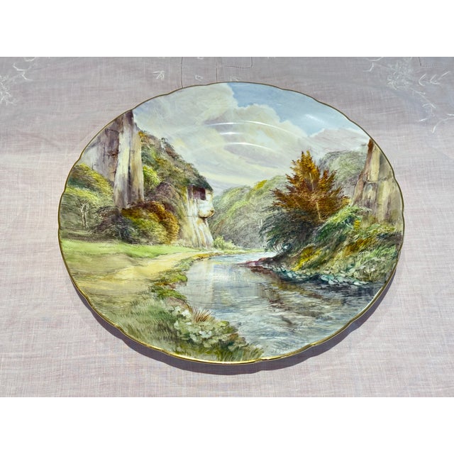 Ceramic Royal Crown Derby Cabinet Plate – Lion Rock, Dovedale, Signed w.e.j. Dean For Sale - Image 7 of 12