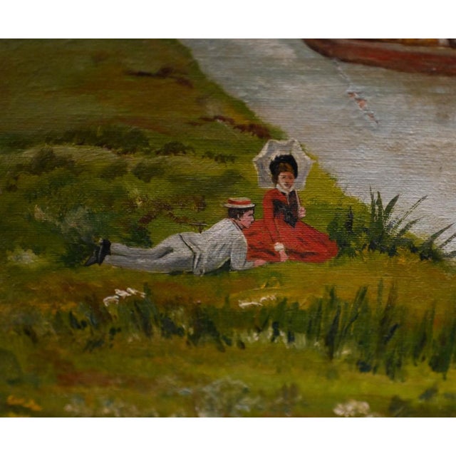 Lovely English oil painting of Henley on Thames in Oxfordshire Piece is signed in the bottom left hand corner by Harold...