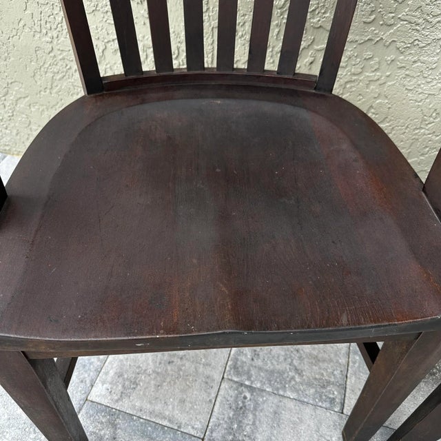Brown Vintage Wood Courthouse Chairs by Monroe Benbrook & Co. Chicago Set of 2 For Sale - Image 8 of 12