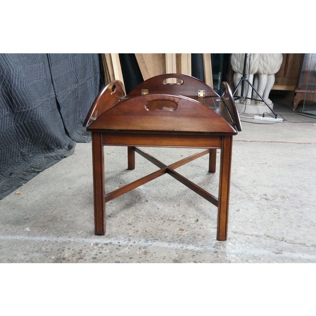 Vintage Statton Old Towne Cherry English Chippendale Style Butlers Coffee Table For Sale - Image 12 of 18