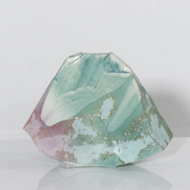 Teal Tony Evans Sculptural Raku Pottery Vase - 80's For Sale - Image 8 of 12