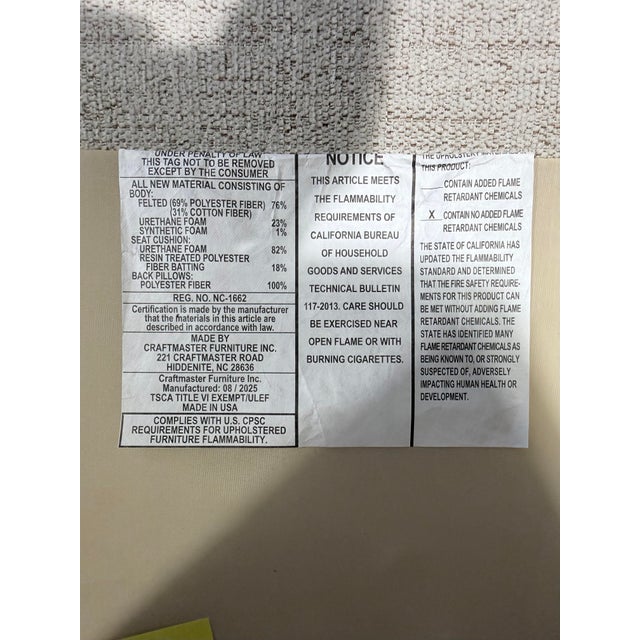 Comfortable Craftmaster Neutral Fabric Sectional Sofa For Sale - Image 12 of 12