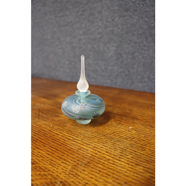 Contemporary Signed Studio Art Glass Perfume Bottle With Floral Millefiori Decoration, 1996 For Sale - Image 3 of 9