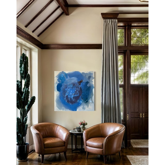 Abstract Blue Textured Wall Art For Sale - Image 4 of 9