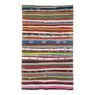 Colorful Striped Vintage Kilim Rug For Sale