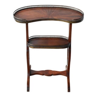 Antique French Rognon Parquetry & Galleried Side Table For Sale