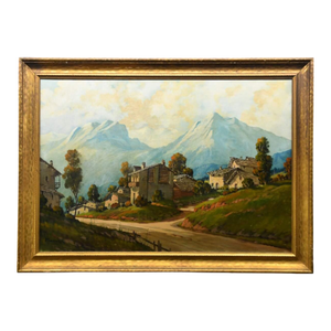 Framed and Signed A. Carravetta Italian Village Landscape Painting
