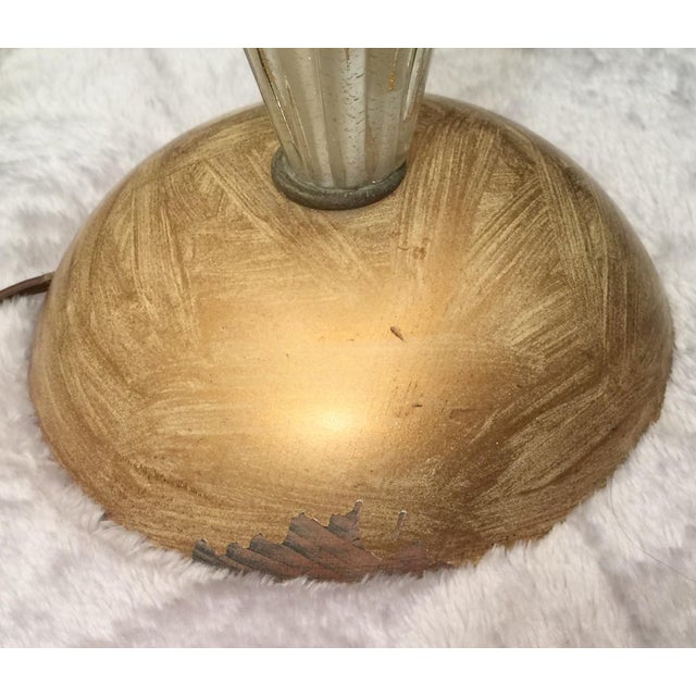 Vintage Mid Century Murano Venetian White & Gold Glass Lamps- a Pair For Sale - Image 9 of 10