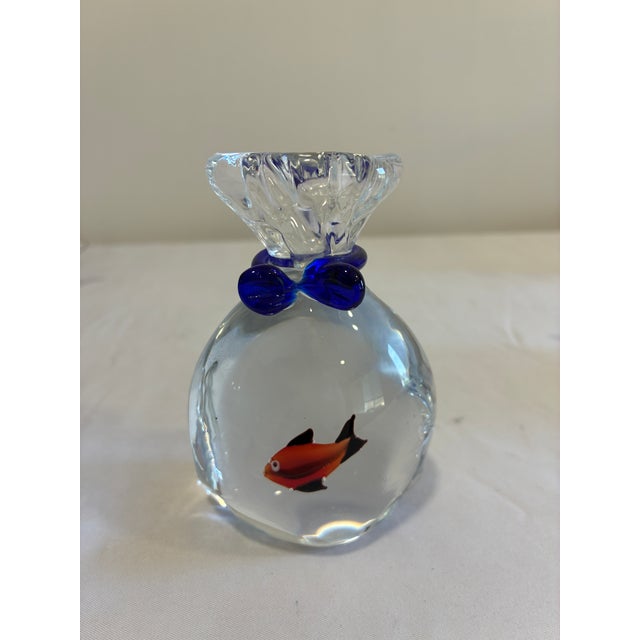 Hand Blown Murano Style Art Glass Fish in a Bag For Sale - Image 4 of 11