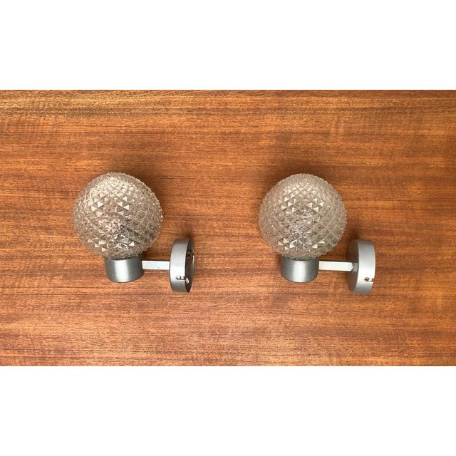 Vintage Space Age Glass and Metal Wall Lamp Sconce, 1970s, Set of 2 For Sale - Image 14 of 18