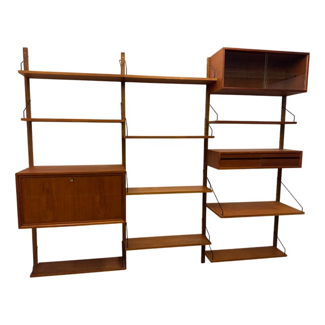 Vintage Scandinavian Wall Unit in Teak by Poul Cadovius for Royal System, 1960s For Sale