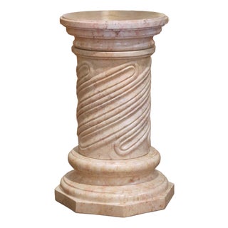 19th Century French Neoclassical Revival Carved Rose Marble Pedestal For Sale