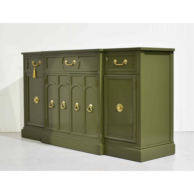 Mid Century Hollywood Regency Sideboard by Mount Airy in Green - Newly Painted For Sale - Image 4 of 16