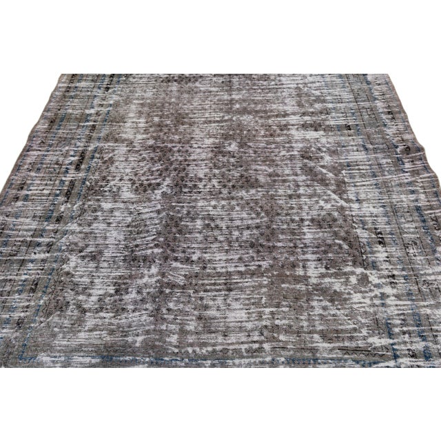 Late 19th Century Antique Tabriz Distressed Wool Rug With Muted Earth Tones & Indigo For Sale - Image 5 of 10