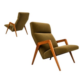 Brazilian Modern Armchair in Pau Marfim & Green Mohair, Pierre Weckx, 1950s For Sale
