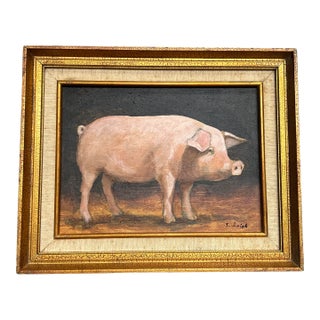 Contemporary Original Stephen Heigh Painting “Piggy Went Home” Vintage Frame For Sale