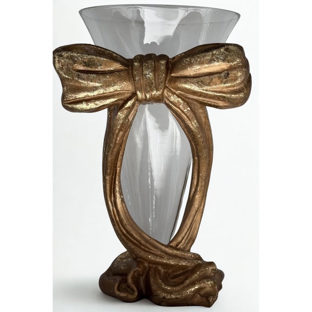Dorothy Draper Vintage Dorothy Draper Style Gold Gilt Trompe L’Oleil Vase For Sale - Image 4 of 12