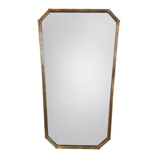 Italian Mid-Century Tapered Brass Wall Mirror, 1970s For Sale
