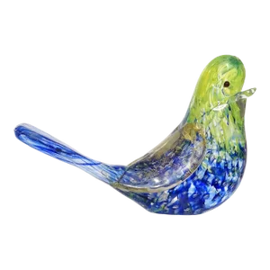 Murano Barovier Toso Vintage Yellow Blue Spots Gold Fleck Italian Art Glass Love Bird Figurine Paperweight