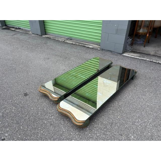Glass Antique Style Italian Baroque Venetian Hand Painted Aged Glass Top Dining Table For Sale - Image 7 of 7