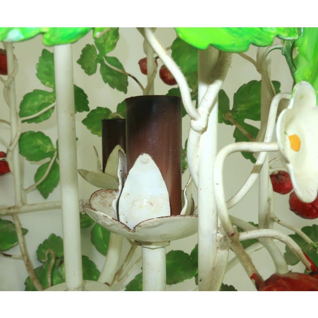 Metal Italian Tole Strawberry Birdcage Chandelier Lantern Light, c.1960 For Sale - Image 7 of 13