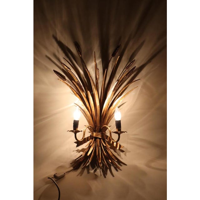 Hollywood Regency Large Hollywood Regency Gold-Leaf Wall Light attributed to Hans Kögl, 1960s For Sale - Image 3 of 16