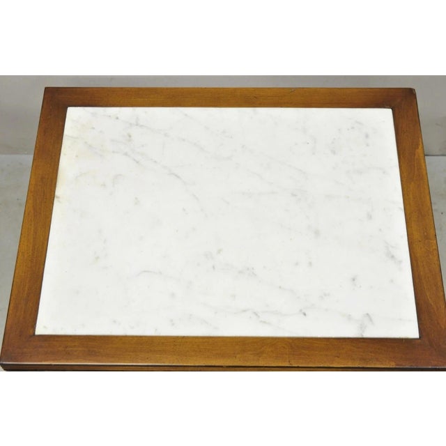 Mid 20th Century Vintage Italian Neoclassical Low Marble Top Curule X-Frame Accent Side Table For Sale - Image 5 of 11