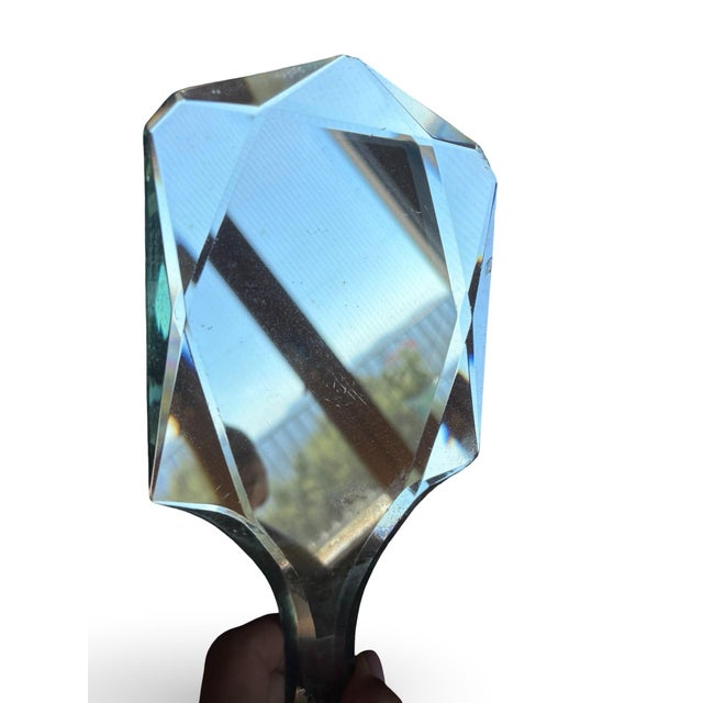 White Antique French Beveled Glass Hand Mirror With Original Backing, Circa 1900 For Sale - Image 8 of 10