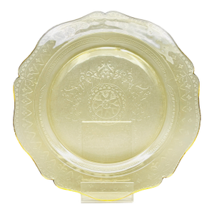 1930s Federal Glass “Patrician Spoke” Pattern Amber Yellow Serving Platter Cake Plate
