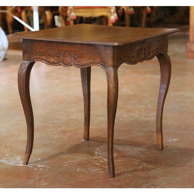 19th Century French Louis XV Carved Oak Side Table For Sale - Image 4 of 9